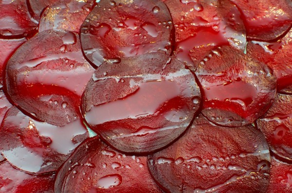 Oil Drizzled on Sliced Beets