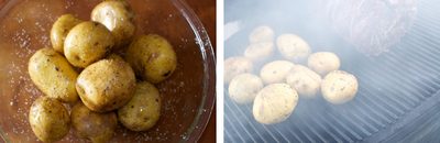 Olive oil, coarse salt, then lots of smoke over low fire