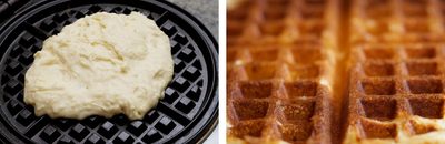 It’s like a transformer. But instead of changing from a car into a robot, it changes from white batter into the prettiest, delicate-crunchy-creamy red-brown waffle you’ve ever had. Just like a transformer?